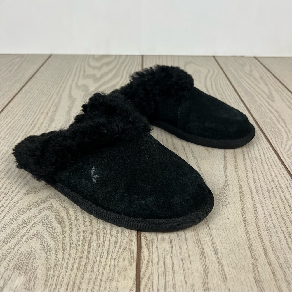 Koolaburra by UGG Milo Scuff Furry Slide on Slipper Shoe US5 Black Suede $60